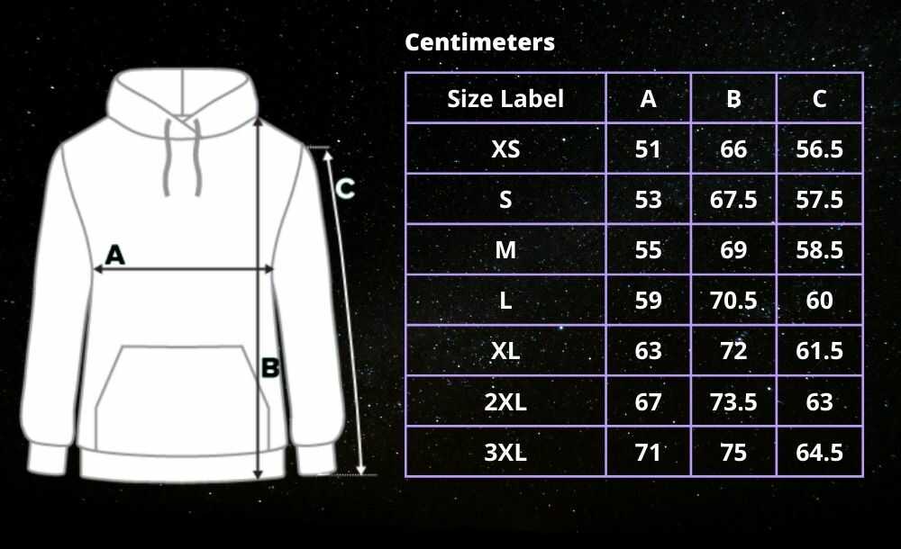 Diverzy size charts hoodie all over print